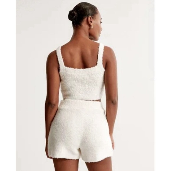 Abercrombie & Fitch Boucle Tank Shorts Lounge Set Cream Size XS Sleep Relax Cozy - Picture 3 of 14